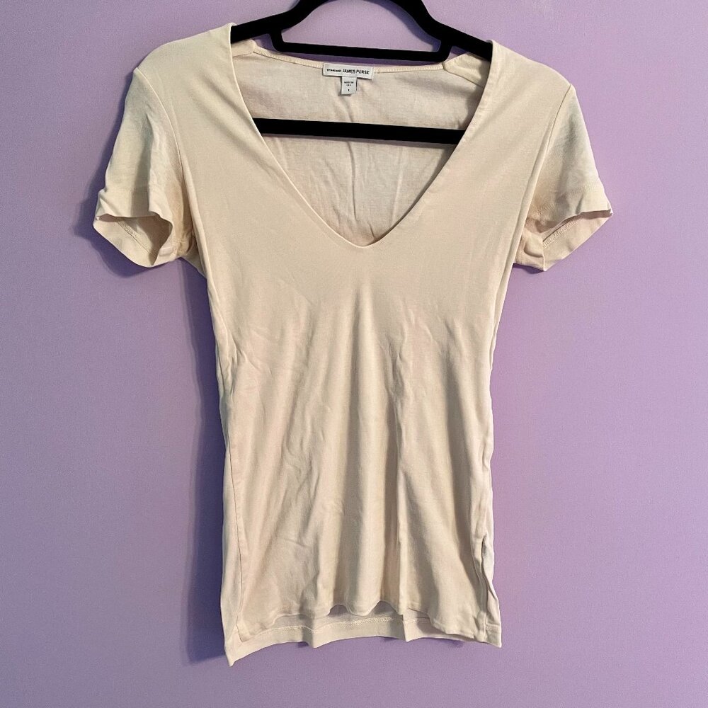 James Perse Off-White V-Neck T-Shirt